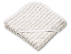 Liewood stripe crisp white/sandy hooded baby towel Caro